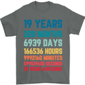 19th Birthday 19 Year Old Mens T-Shirt 100% Cotton Charcoal