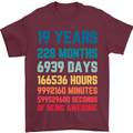 19th Birthday 19 Year Old Mens T-Shirt 100% Cotton Maroon