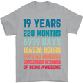 19th Birthday 19 Year Old Mens T-Shirt 100% Cotton Sports Grey