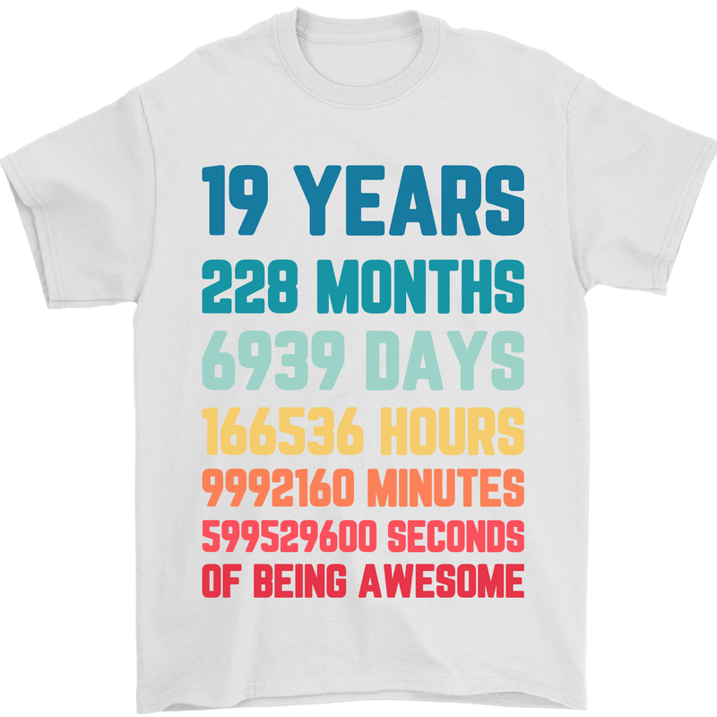 19th Birthday 19 Year Old Mens T-Shirt 100% Cotton White
