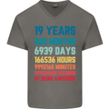 19th Birthday 19 Year Old Mens V-Neck Cotton T-Shirt Charcoal