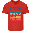 19th Birthday 19 Year Old Mens V-Neck Cotton T-Shirt Red