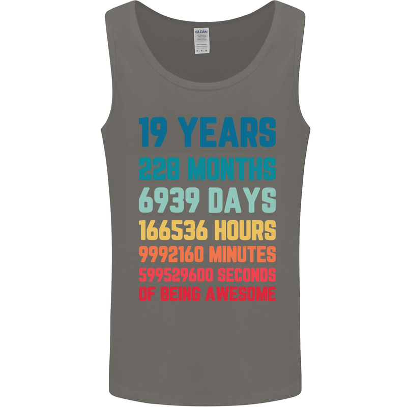 19th Birthday 19 Year Old Mens Vest Tank Top Charcoal