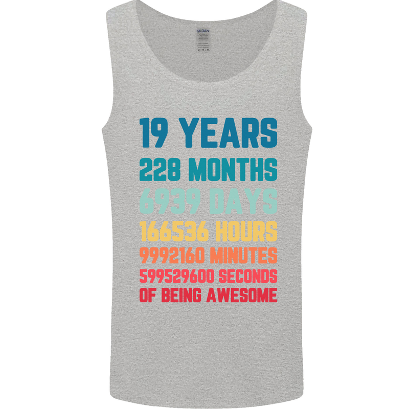 19th Birthday 19 Year Old Mens Vest Tank Top Sports Grey