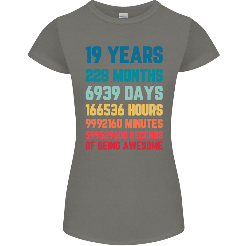 19th Birthday 19 Year Old Womens Petite Cut T-Shirt Charcoal