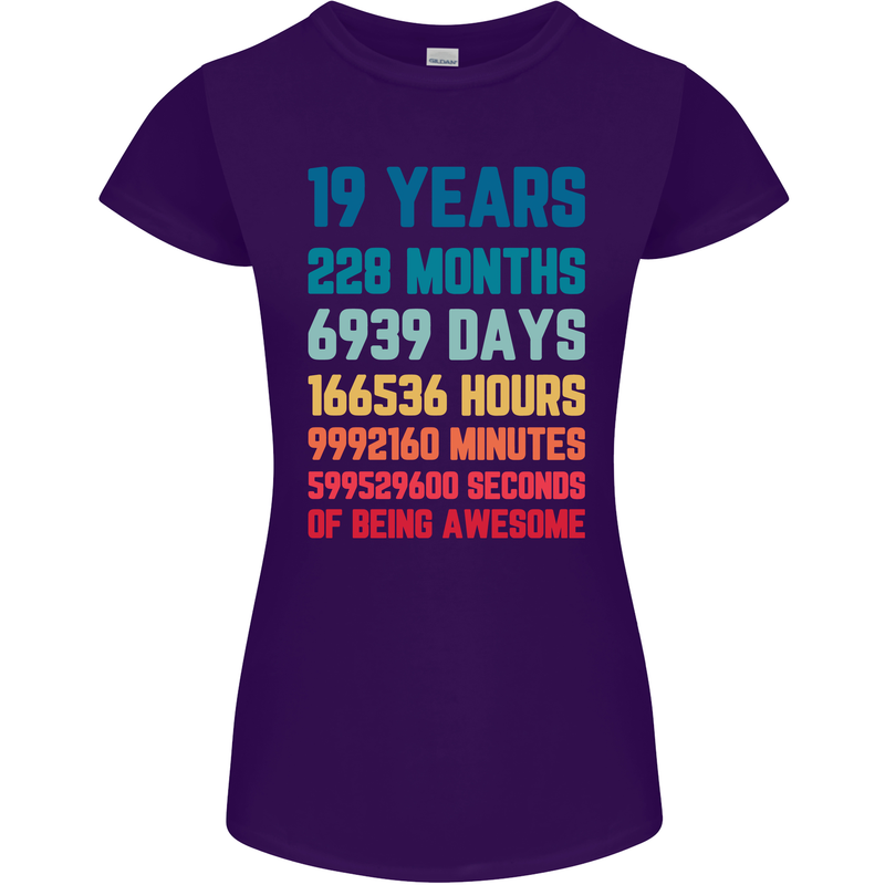 19th Birthday 19 Year Old Womens Petite Cut T-Shirt Purple