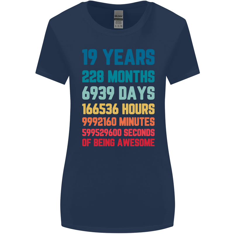 19th Birthday 19 Year Old Womens Wider Cut T-Shirt Navy Blue