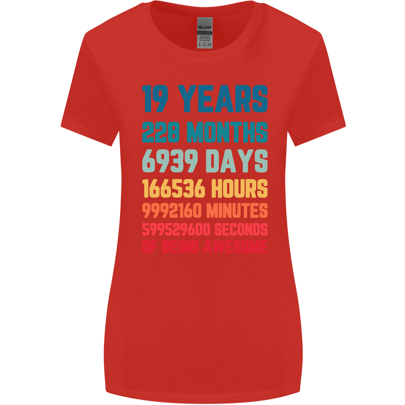 19th Birthday 19 Year Old Womens Wider Cut T-Shirt Red