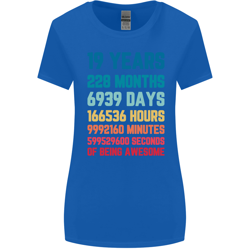 19th Birthday 19 Year Old Womens Wider Cut T-Shirt Royal Blue