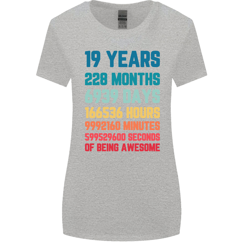 19th Birthday 19 Year Old Womens Wider Cut T-Shirt Sports Grey