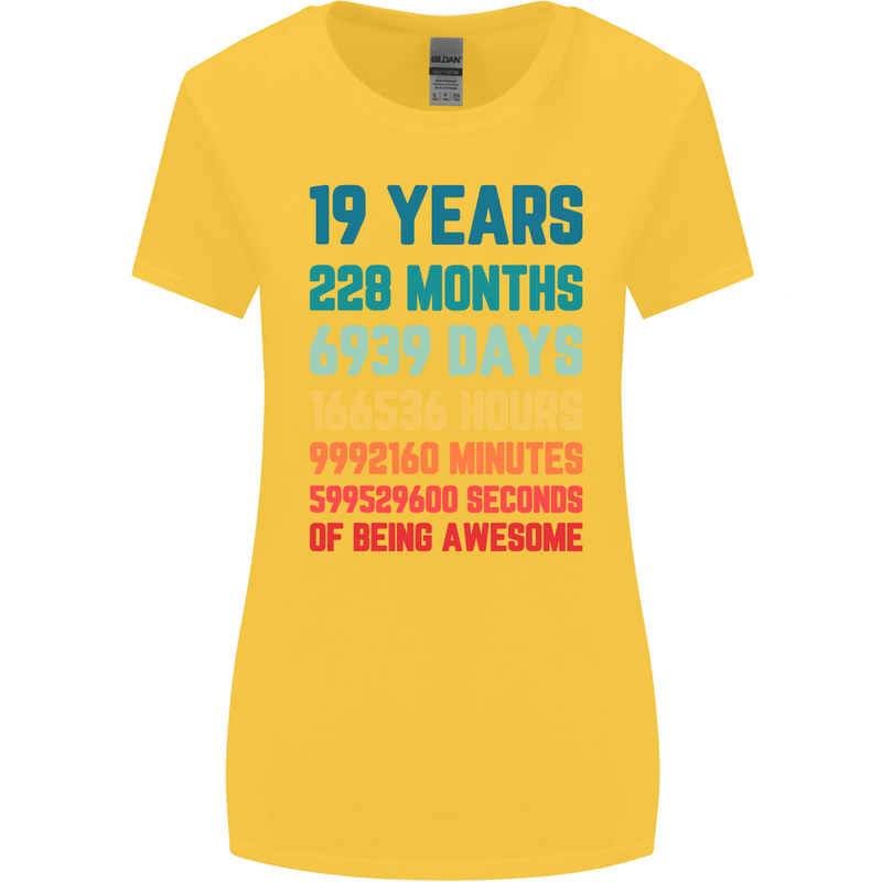 19th Birthday 19 Year Old Womens Wider Cut T-Shirt Yellow