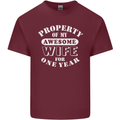 1 Year Wedding Anniversary 1st Funny Wife Mens Cotton T-Shirt Tee Top Maroon