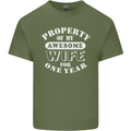 1 Year Wedding Anniversary 1st Funny Wife Mens Cotton T-Shirt Tee Top Military Green