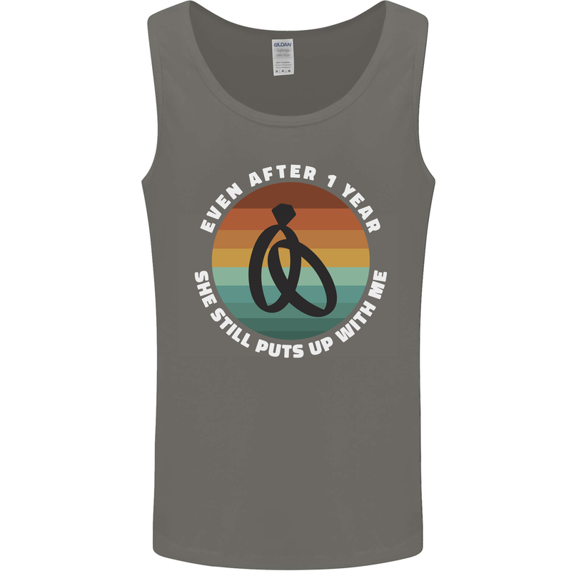 1 Year Wedding Anniversary 1st Marriage Mens Vest Tank Top Charcoal