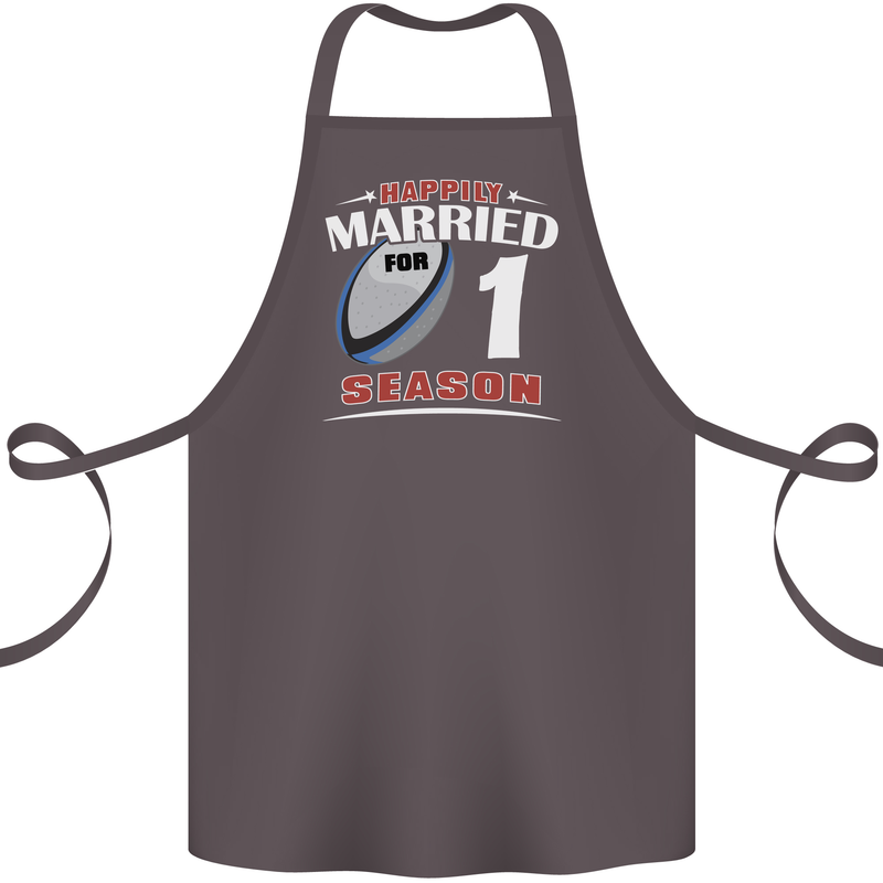 1 Year Wedding Anniversary 1st Rugby Cotton Apron 100% Organic Dark Grey