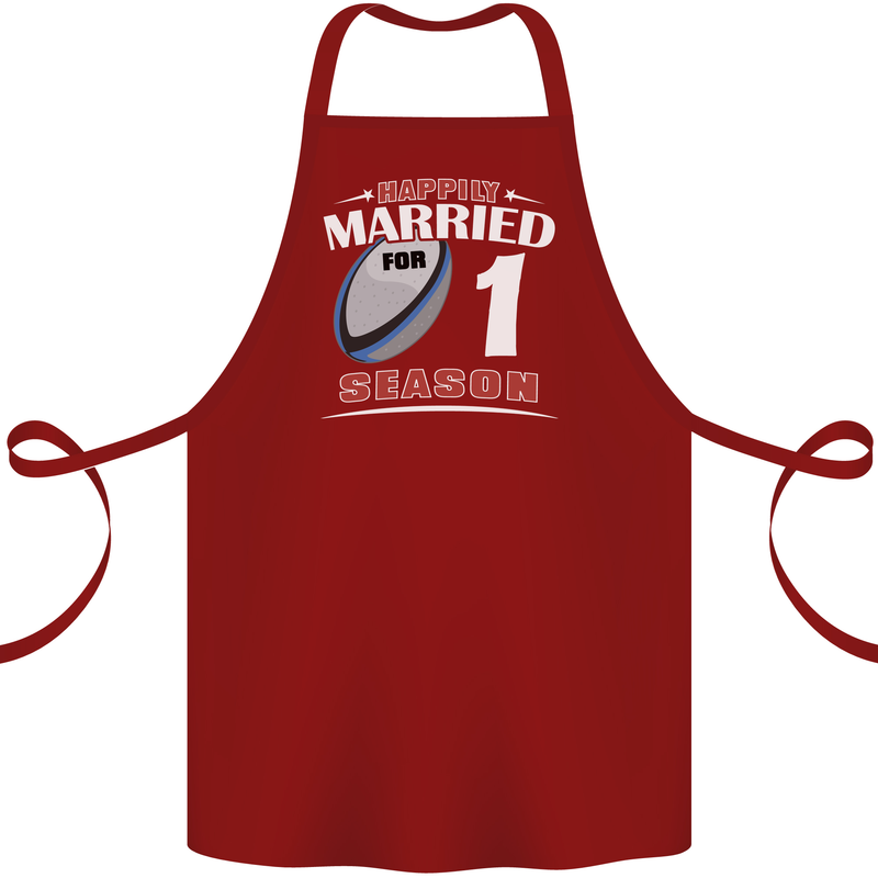 1 Year Wedding Anniversary 1st Rugby Cotton Apron 100% Organic Maroon