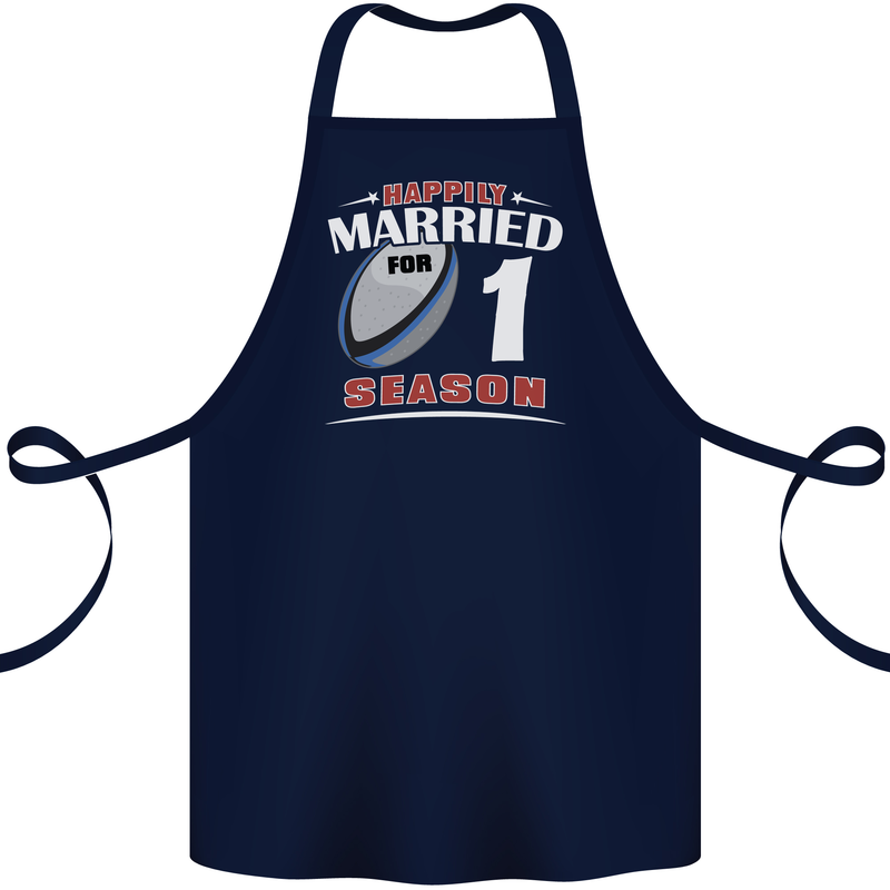 1 Year Wedding Anniversary 1st Rugby Cotton Apron 100% Organic Navy Blue