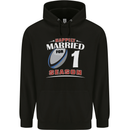 1 Year Wedding Anniversary 1st Rugby Mens 80% Cotton Hoodie Black