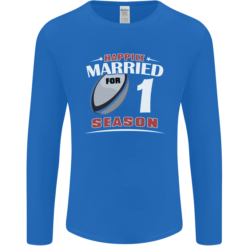 1 Year Wedding Anniversary 1st Rugby Mens Long Sleeve T-Shirt Royal Blue