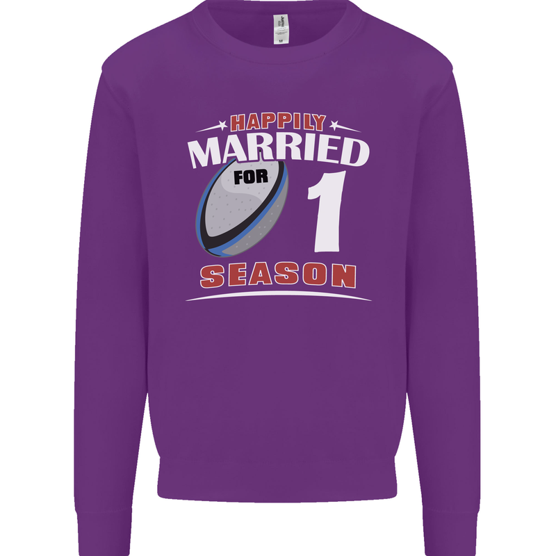 1 Year Wedding Anniversary 1st Rugby Mens Sweatshirt Jumper Purple