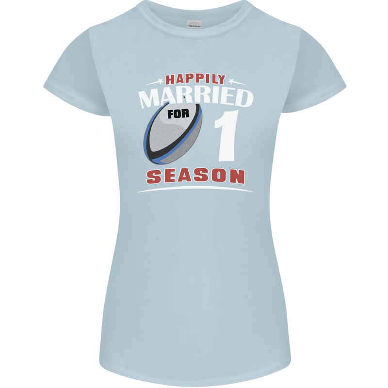 1 Year Wedding Anniversary 1st Rugby Womens Petite Cut T-Shirt Light Blue