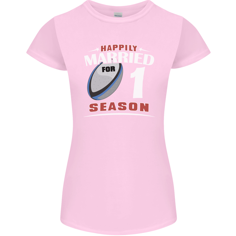 1 Year Wedding Anniversary 1st Rugby Womens Petite Cut T-Shirt Light Pink