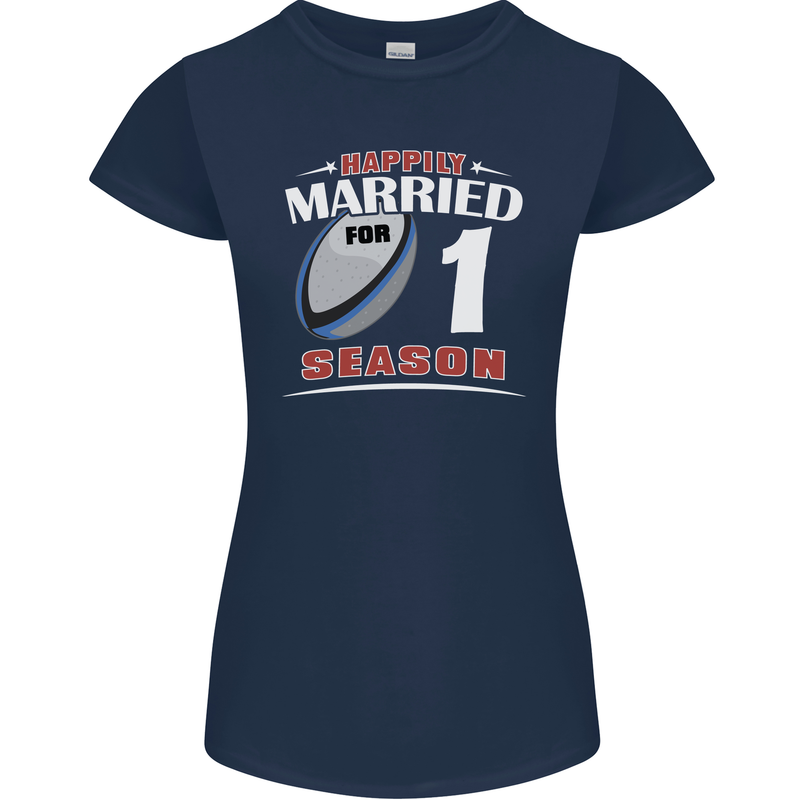 1 Year Wedding Anniversary 1st Rugby Womens Petite Cut T-Shirt Navy Blue