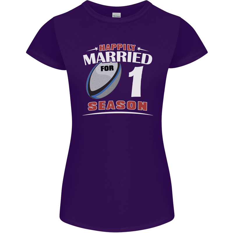 1 Year Wedding Anniversary 1st Rugby Womens Petite Cut T-Shirt Purple