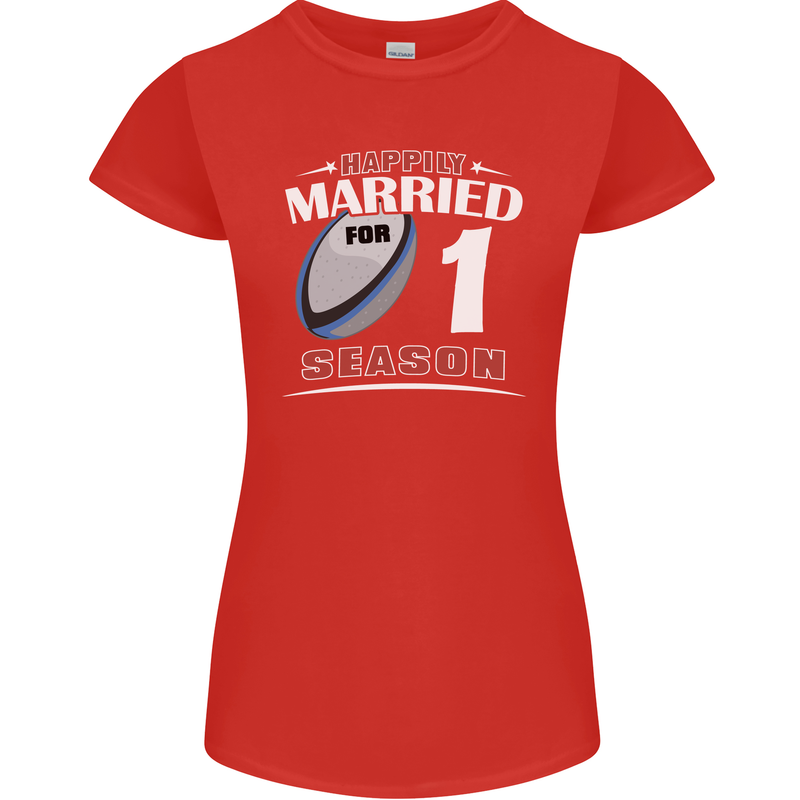 1 Year Wedding Anniversary 1st Rugby Womens Petite Cut T-Shirt Red