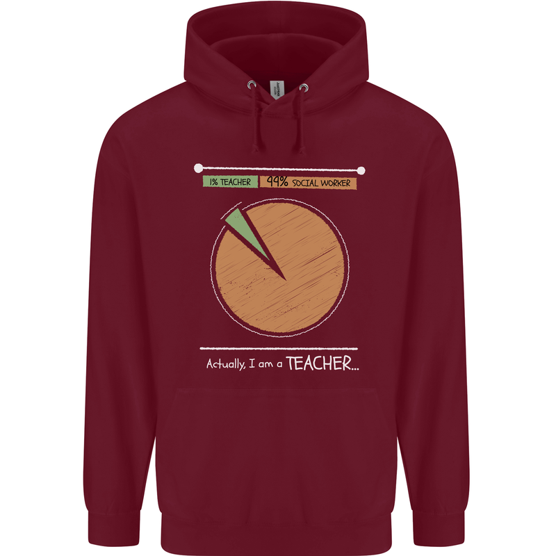 1% Teacher 99% Social Worker Teaching Childrens Kids Hoodie Maroon