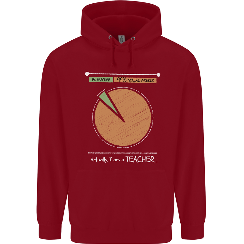 1% Teacher 99% Social Worker Teaching Childrens Kids Hoodie Red