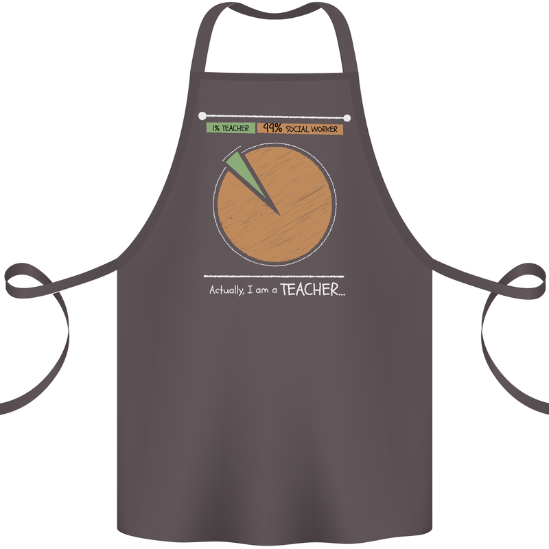 1% Teacher 99% Social Worker Teaching Cotton Apron 100% Organic Dark Grey