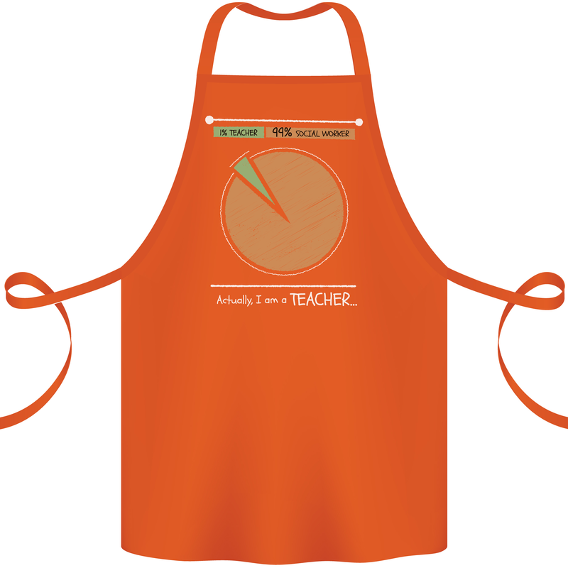 1% Teacher 99% Social Worker Teaching Cotton Apron 100% Organic Orange