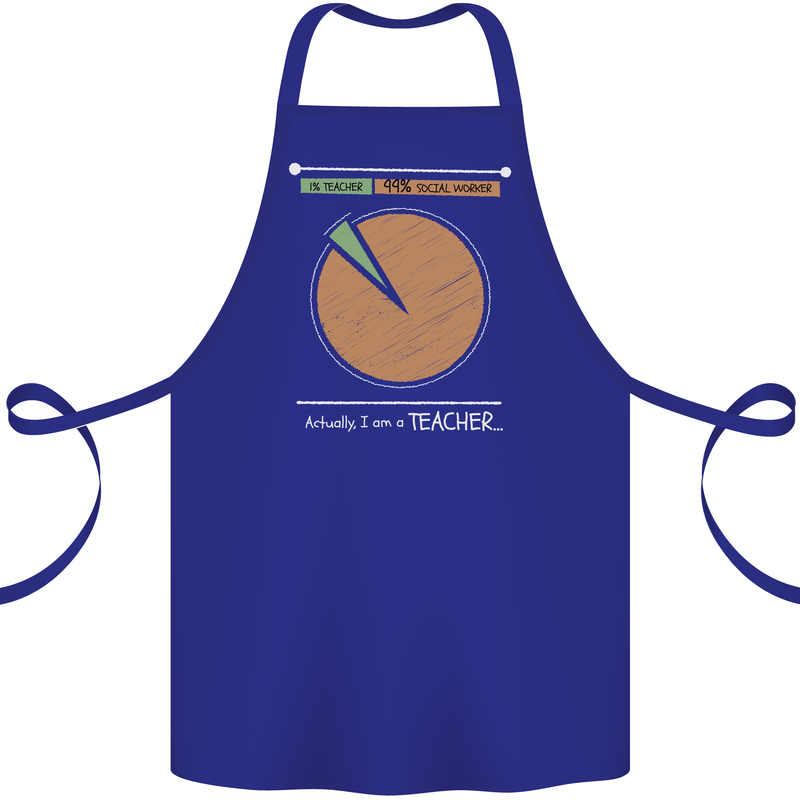 1% Teacher 99% Social Worker Teaching Cotton Apron 100% Organic Royal Blue