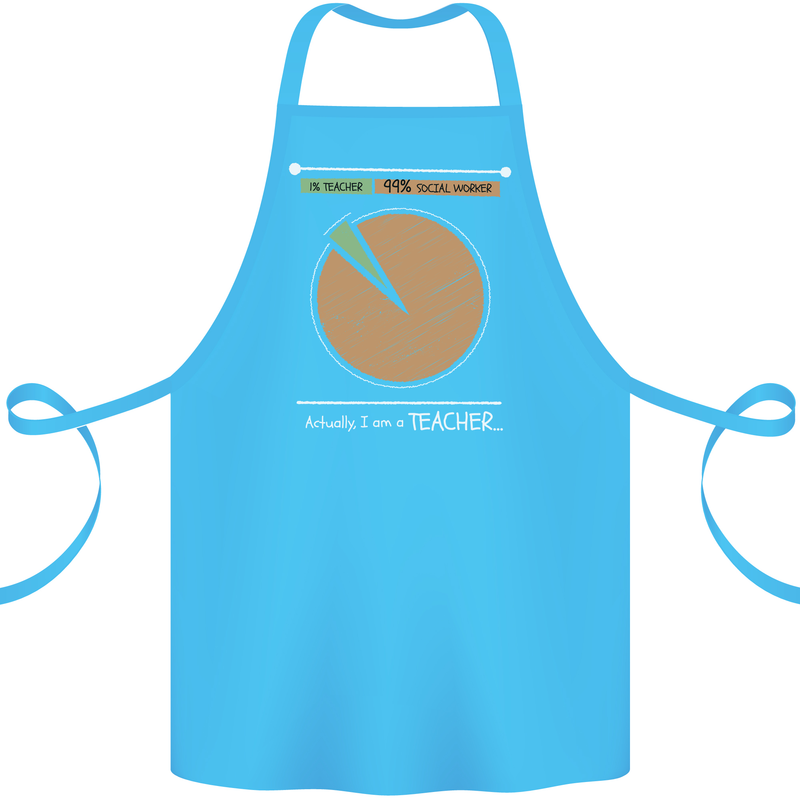 1% Teacher 99% Social Worker Teaching Cotton Apron 100% Organic Turquoise