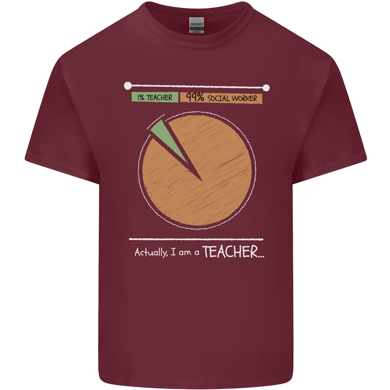 1% Teacher 99% Social Worker Teaching Mens Cotton T-Shirt Tee Top Maroon