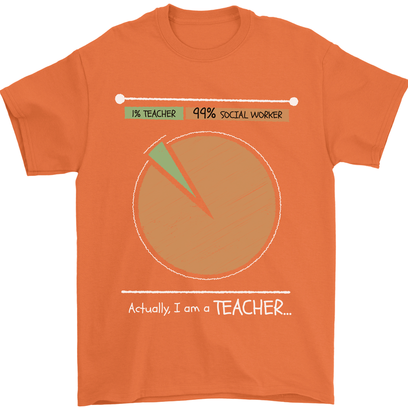 1% Teacher 99% Social Worker Teaching Mens T-Shirt 100% Cotton Orange