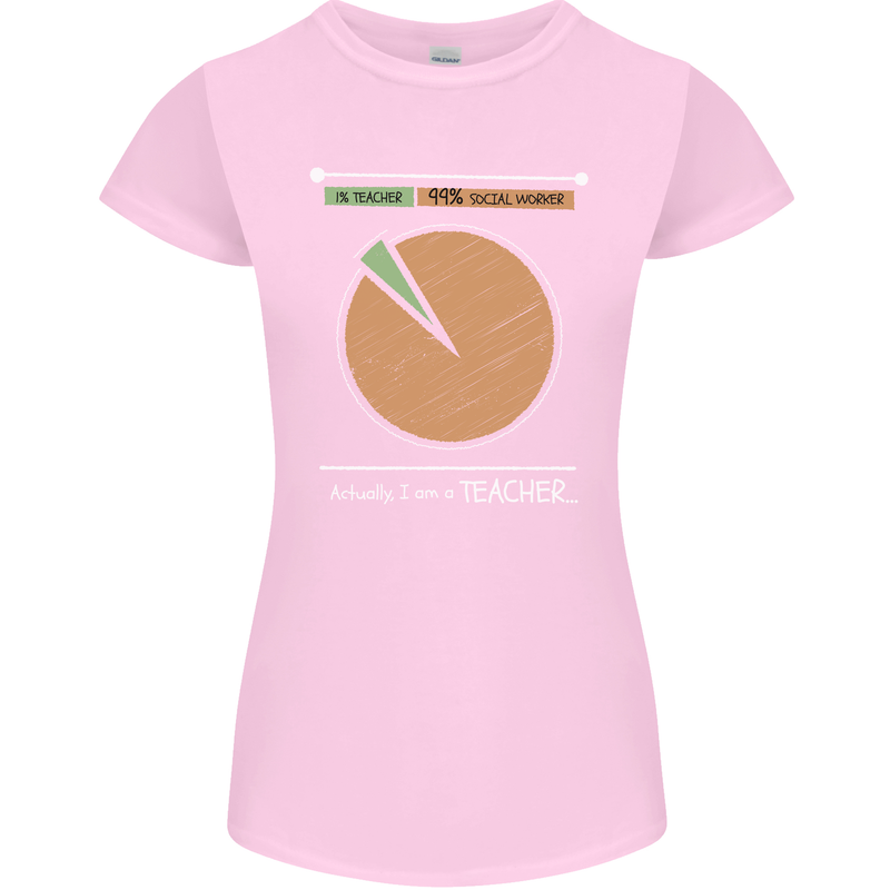 1% Teacher 99% Social Worker Teaching Womens Petite Cut T-Shirt Light Pink