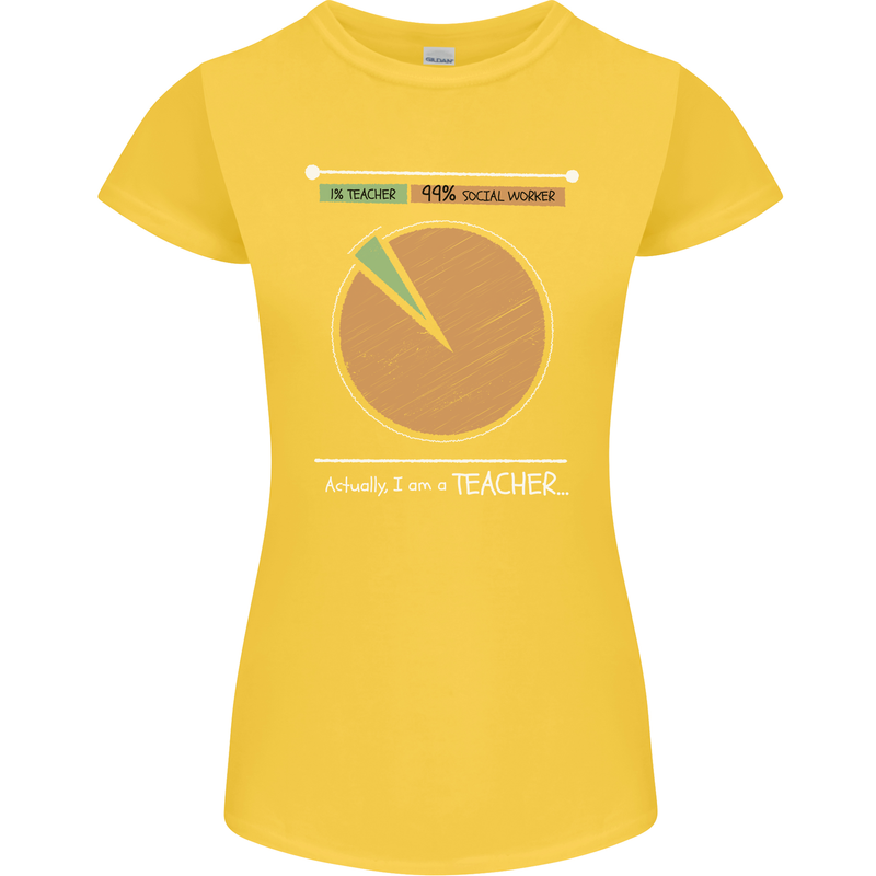 1% Teacher 99% Social Worker Teaching Womens Petite Cut T-Shirt Yellow
