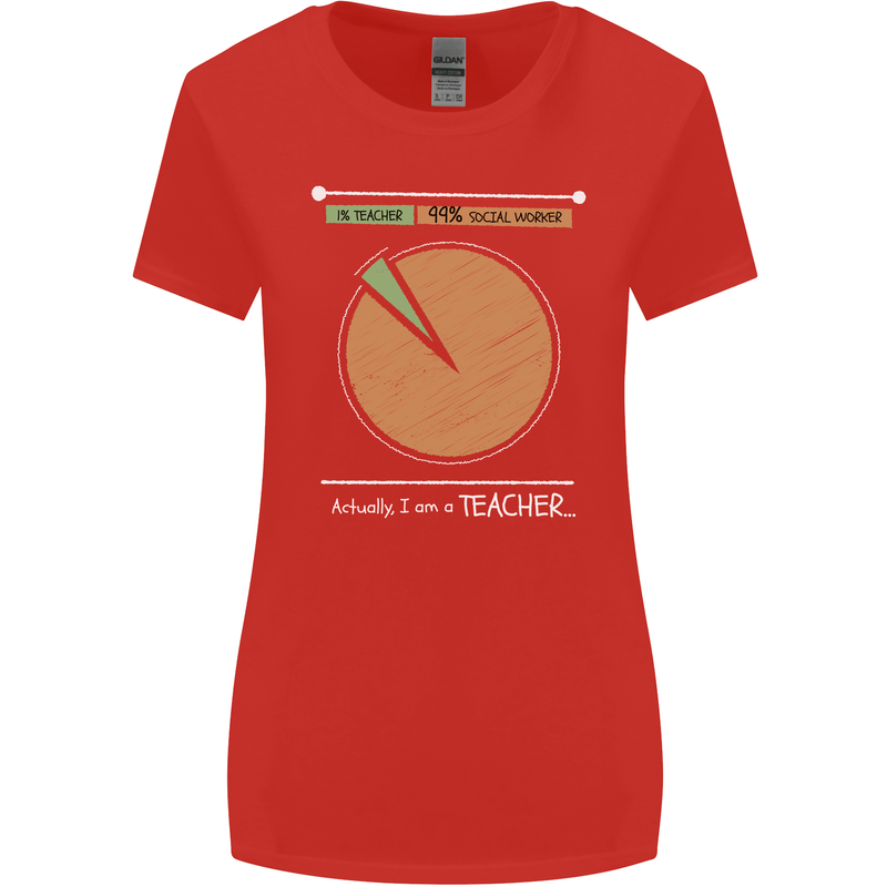1% Teacher 99% Social Worker Teaching Womens Wider Cut T-Shirt Red