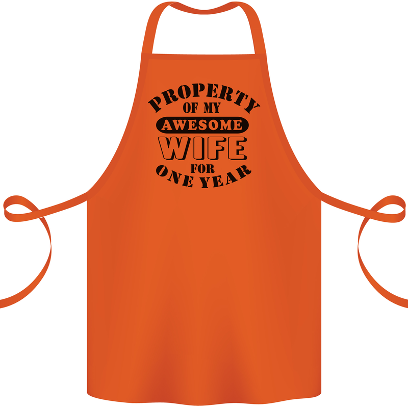 1st Wedding Anniversary 1 Year Funny Wife Cotton Apron 100% Organic Orange