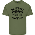 1st Wedding Anniversary 1 Year Funny Wife Mens Cotton T-Shirt Tee Top Military Green