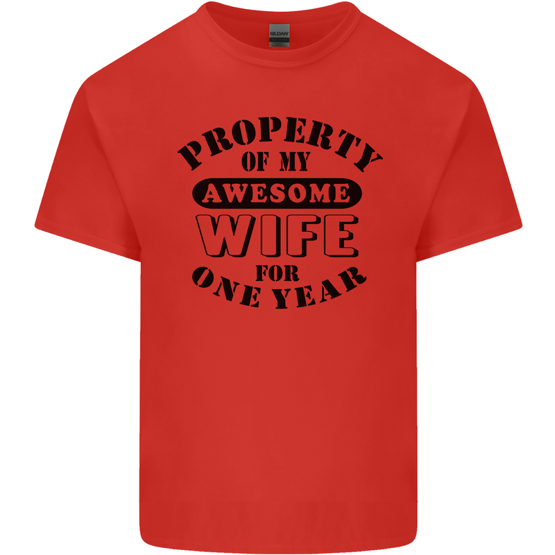 1st Wedding Anniversary 1 Year Funny Wife Mens Cotton T-Shirt Tee Top Red