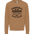 1st Wedding Anniversary 1 Year Funny Wife Mens Sweatshirt Jumper Caramel Latte