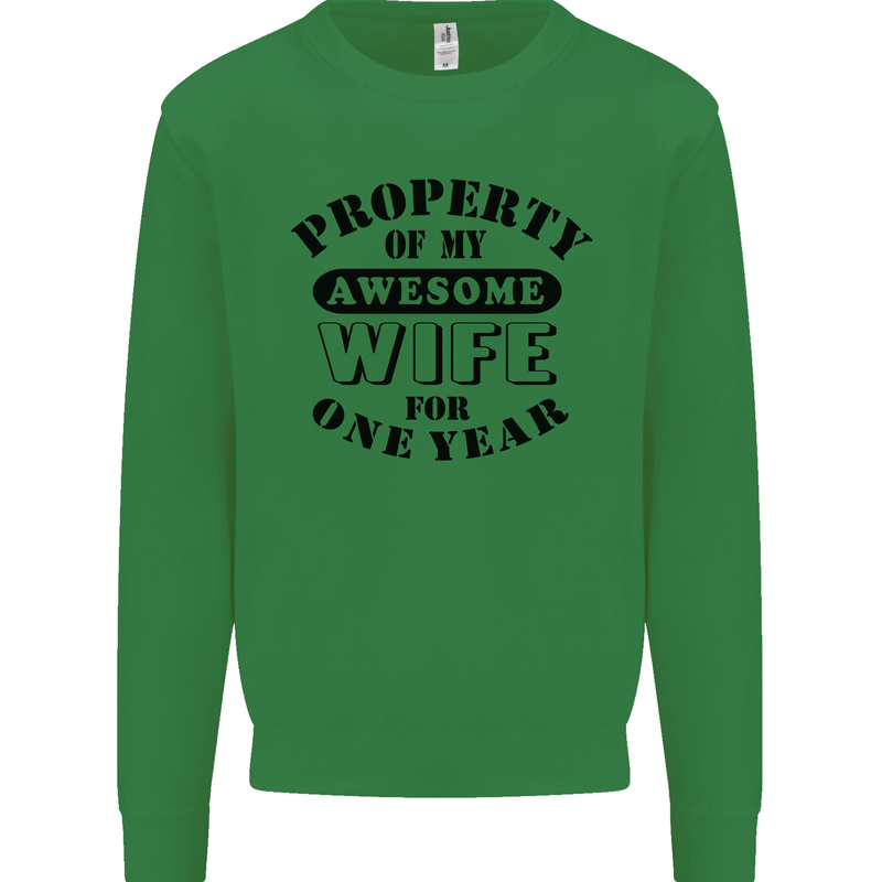 1st Wedding Anniversary 1 Year Funny Wife Mens Sweatshirt Jumper Irish Green