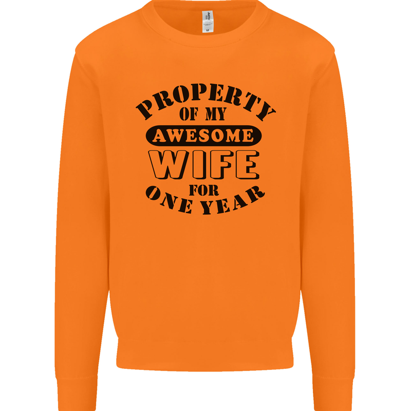 1st Wedding Anniversary 1 Year Funny Wife Mens Sweatshirt Jumper Orange