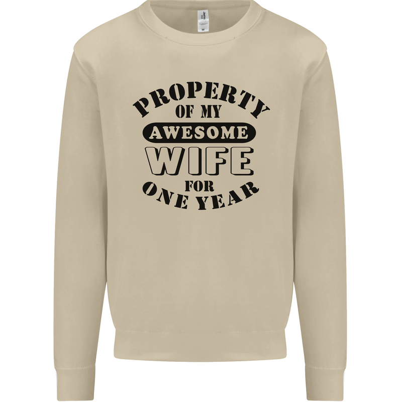1st Wedding Anniversary 1 Year Funny Wife Mens Sweatshirt Jumper Sand
