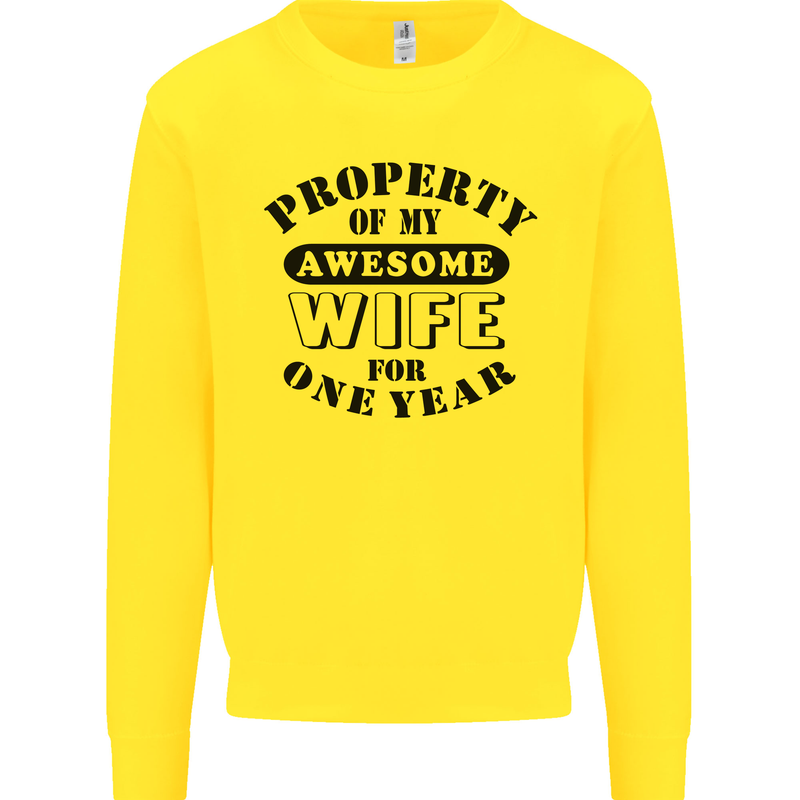 1st Wedding Anniversary 1 Year Funny Wife Mens Sweatshirt Jumper Yellow
