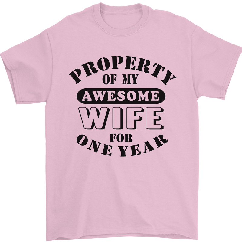 1st Wedding Anniversary 1 Year Funny Wife Mens T-Shirt 100% Cotton Light Pink