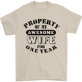 1st Wedding Anniversary 1 Year Funny Wife Mens T-Shirt 100% Cotton Sand